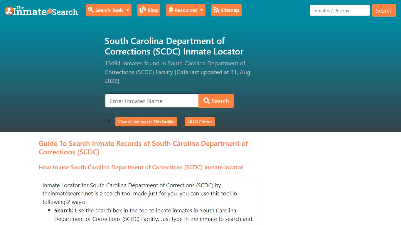 South Carolina Department of Corrections (SCDC) Inmate Locator